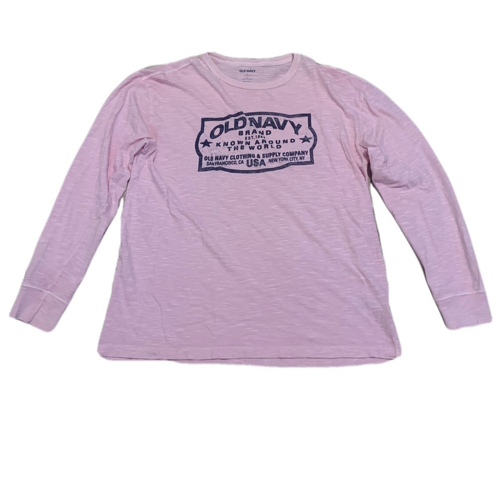 💙 Old Navy Pink Garment-Dyed Long Sleeve T-Shirt - Size S